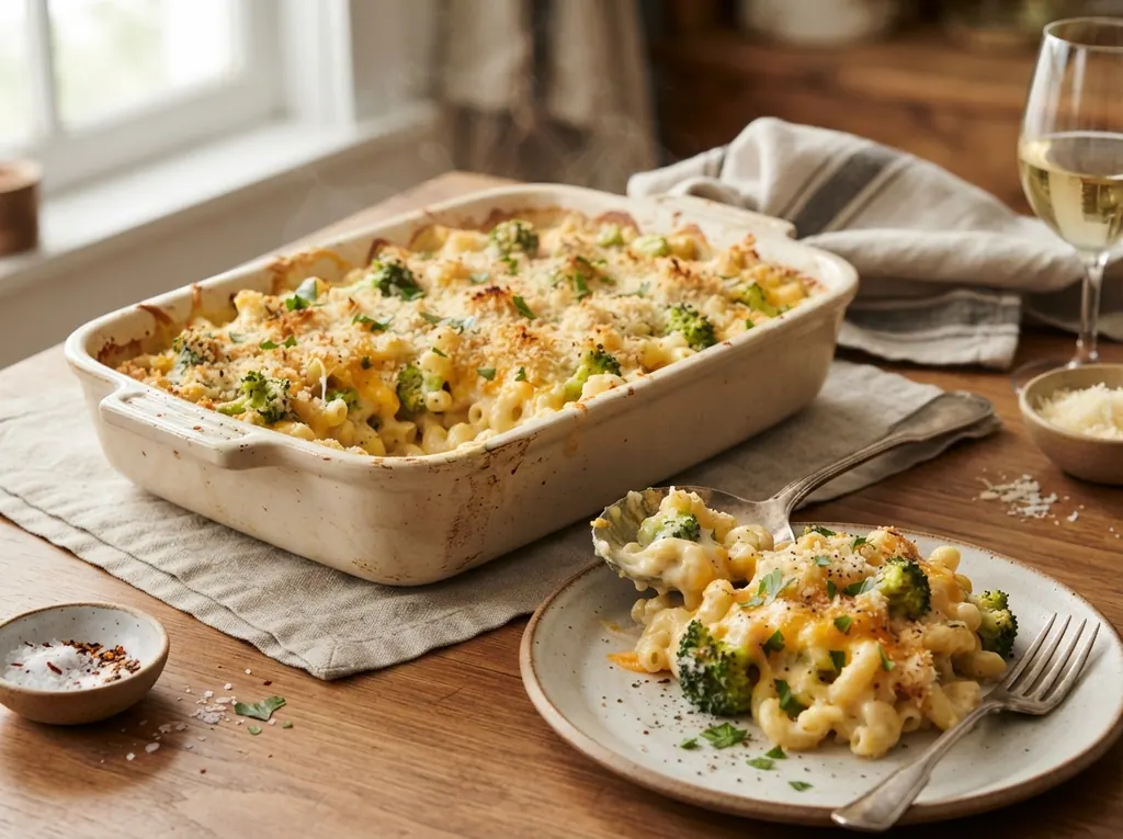 Creamy Broccoli & Cheddar Pasta Bake