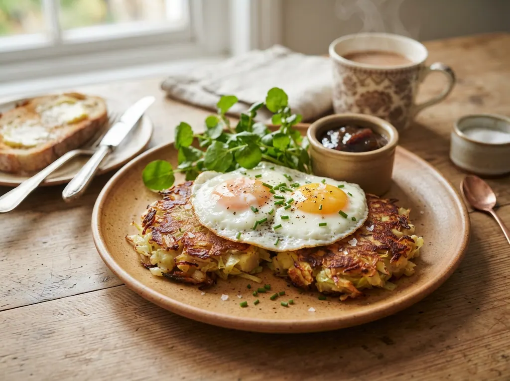 Classic Bubble and Squeak with Fried Eggs
