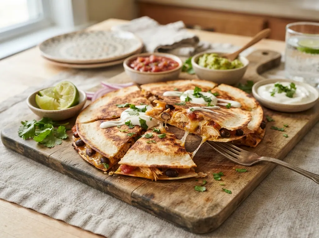 Quick Chicken and Black Bean Quesadillas