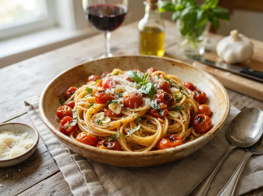 Blistered Cherry Tomato Spaghetti