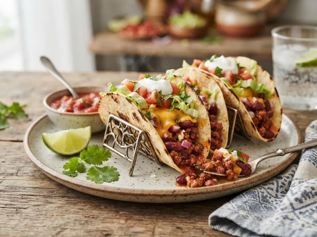 Quick Beef and Bean Tacos