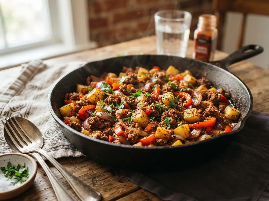 Smoky Beef and Potato Skillet Hash