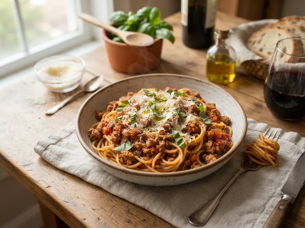 Turkey Bolognese with Spaghetti