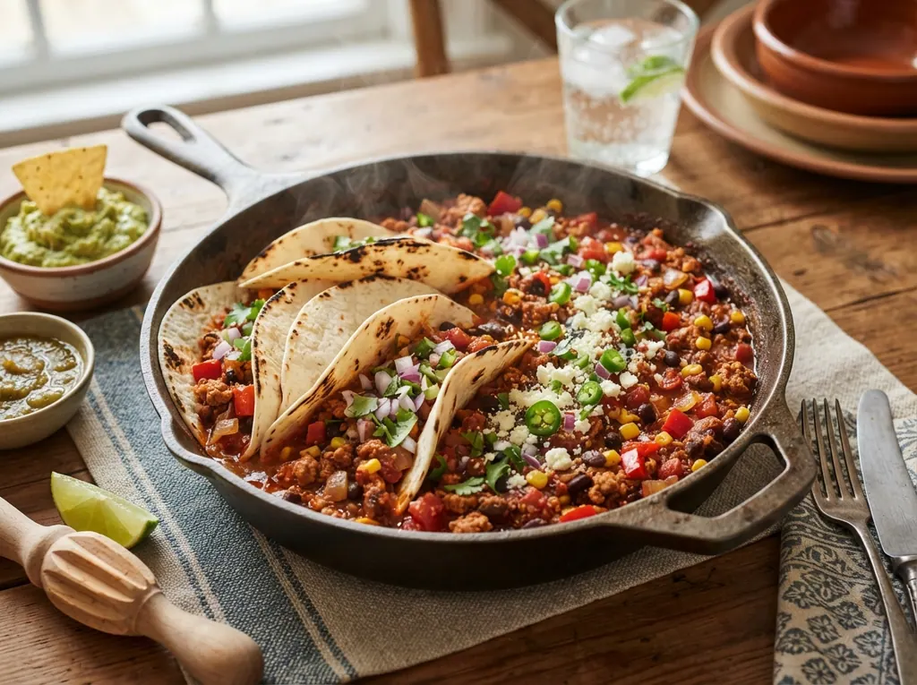 Turkey and Black Bean Skillet Tacos