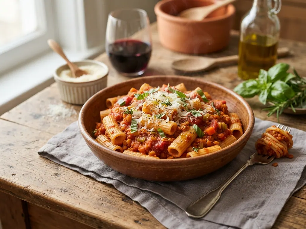 Hearty Lentil and Tomato Pasta Ragù