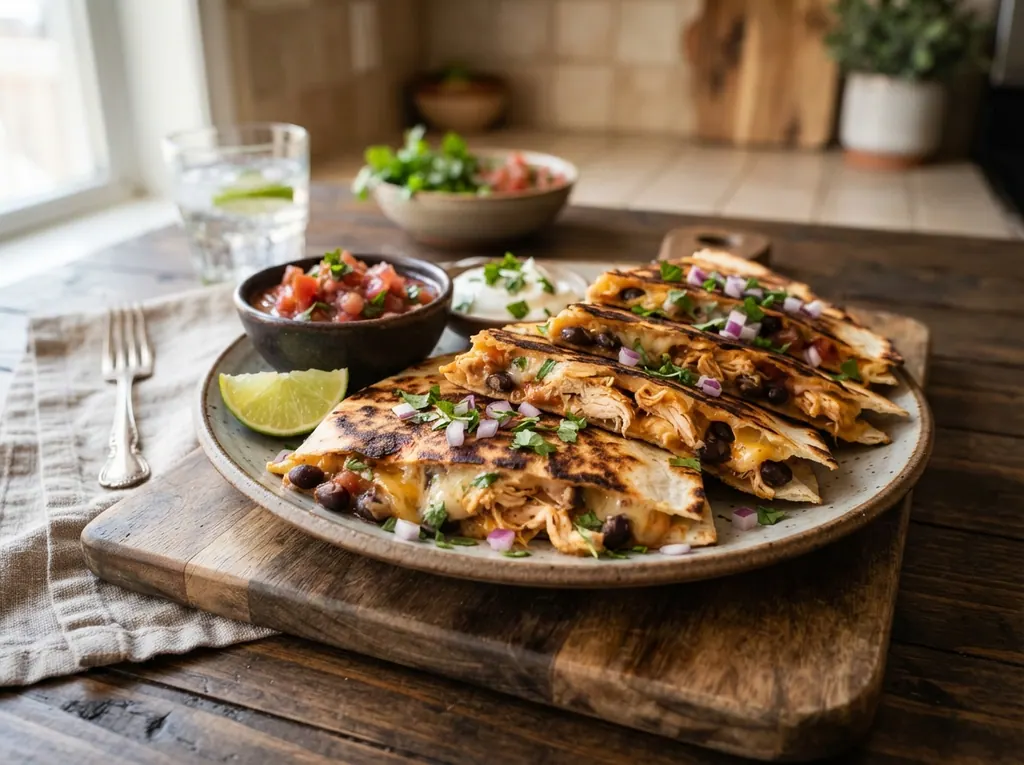 Cheesy Chicken & Black Bean Quesadillas